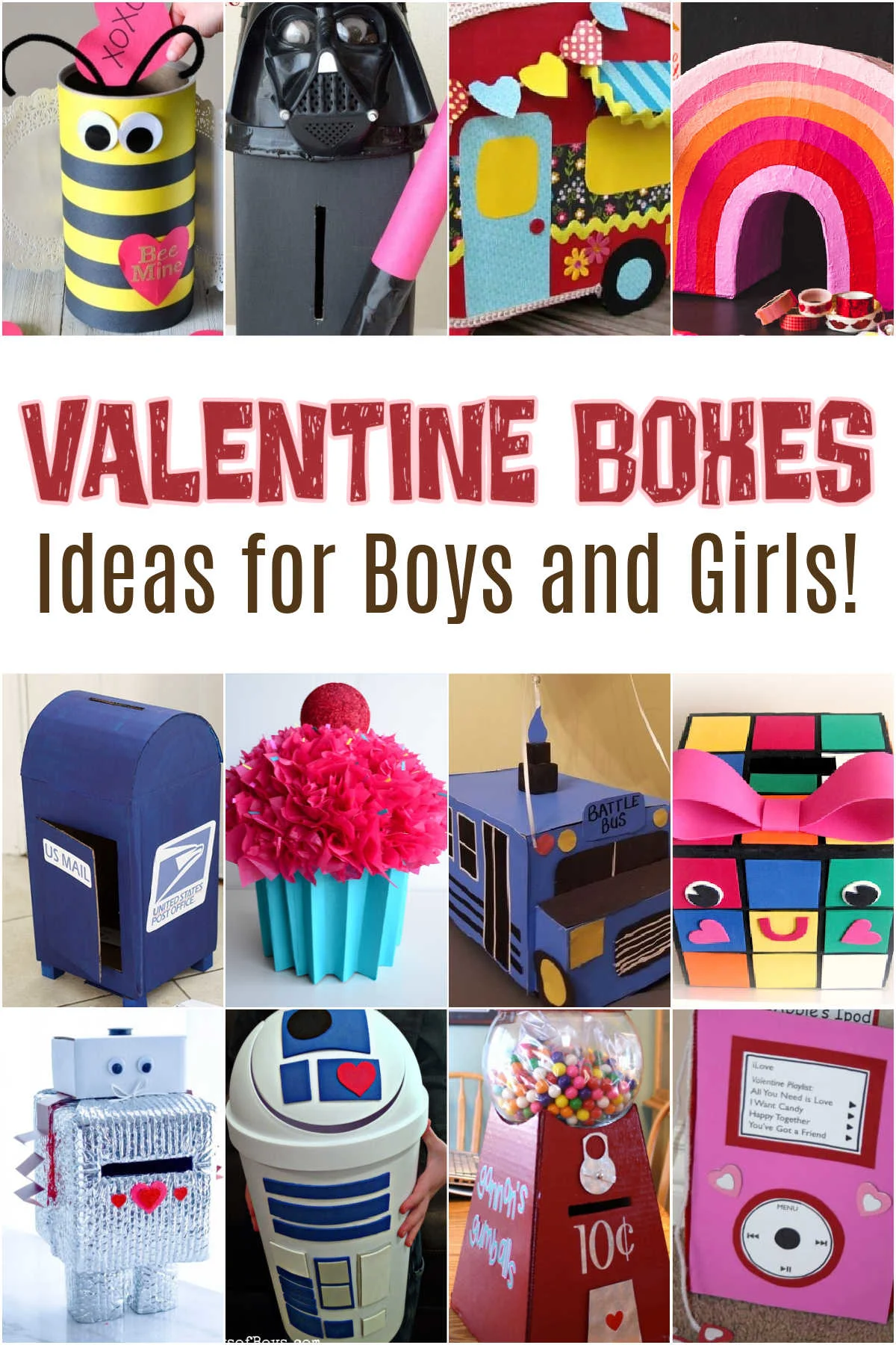 Collage of Valentine Box Idea for Boys and Girls
