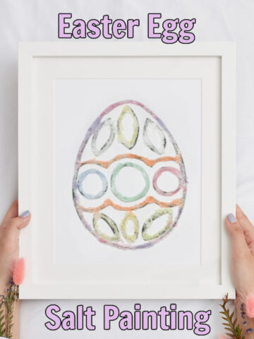 Framed picture of a salt painted Easter eggs
