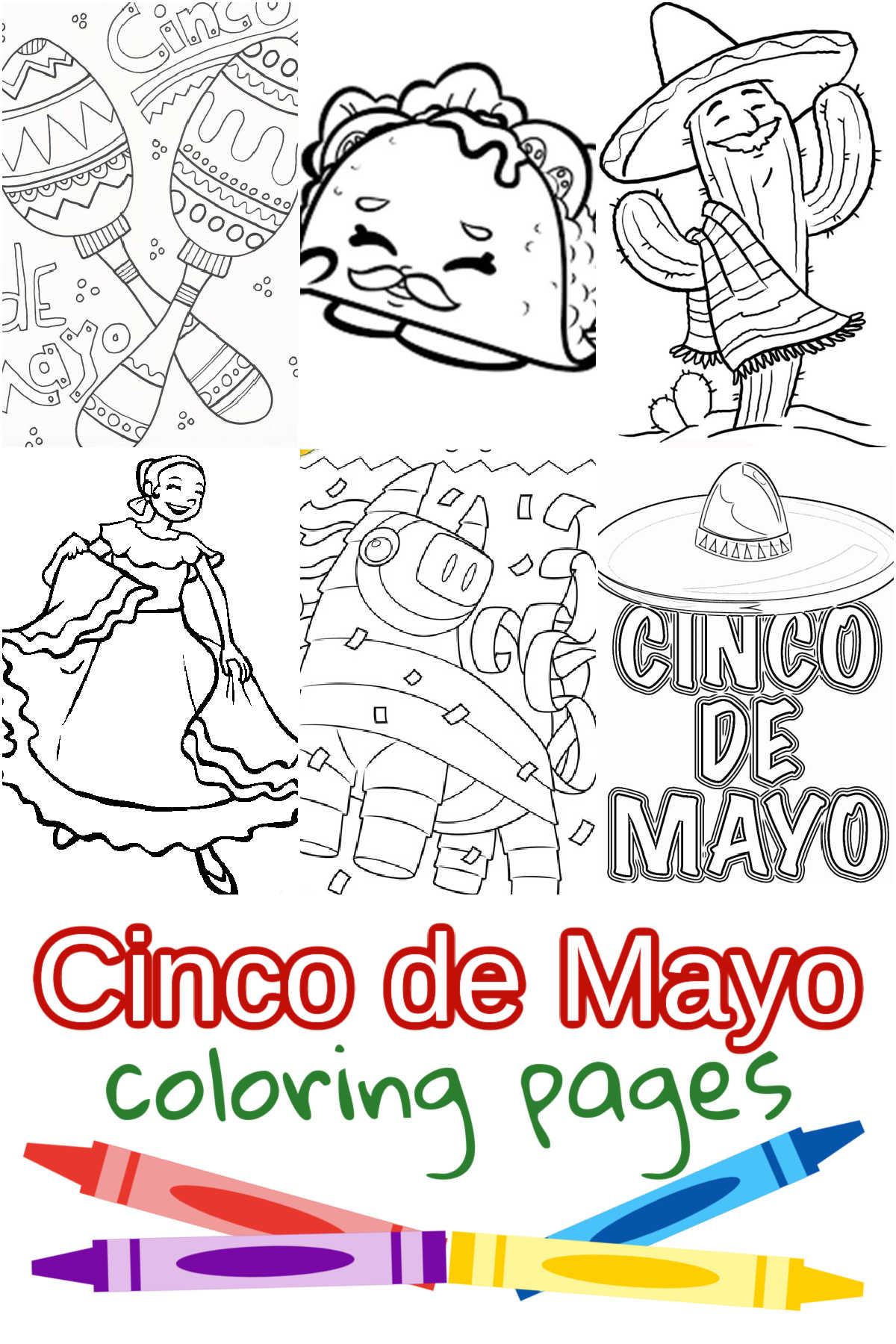 Collage of Cinco de Mayo Coloring Pages