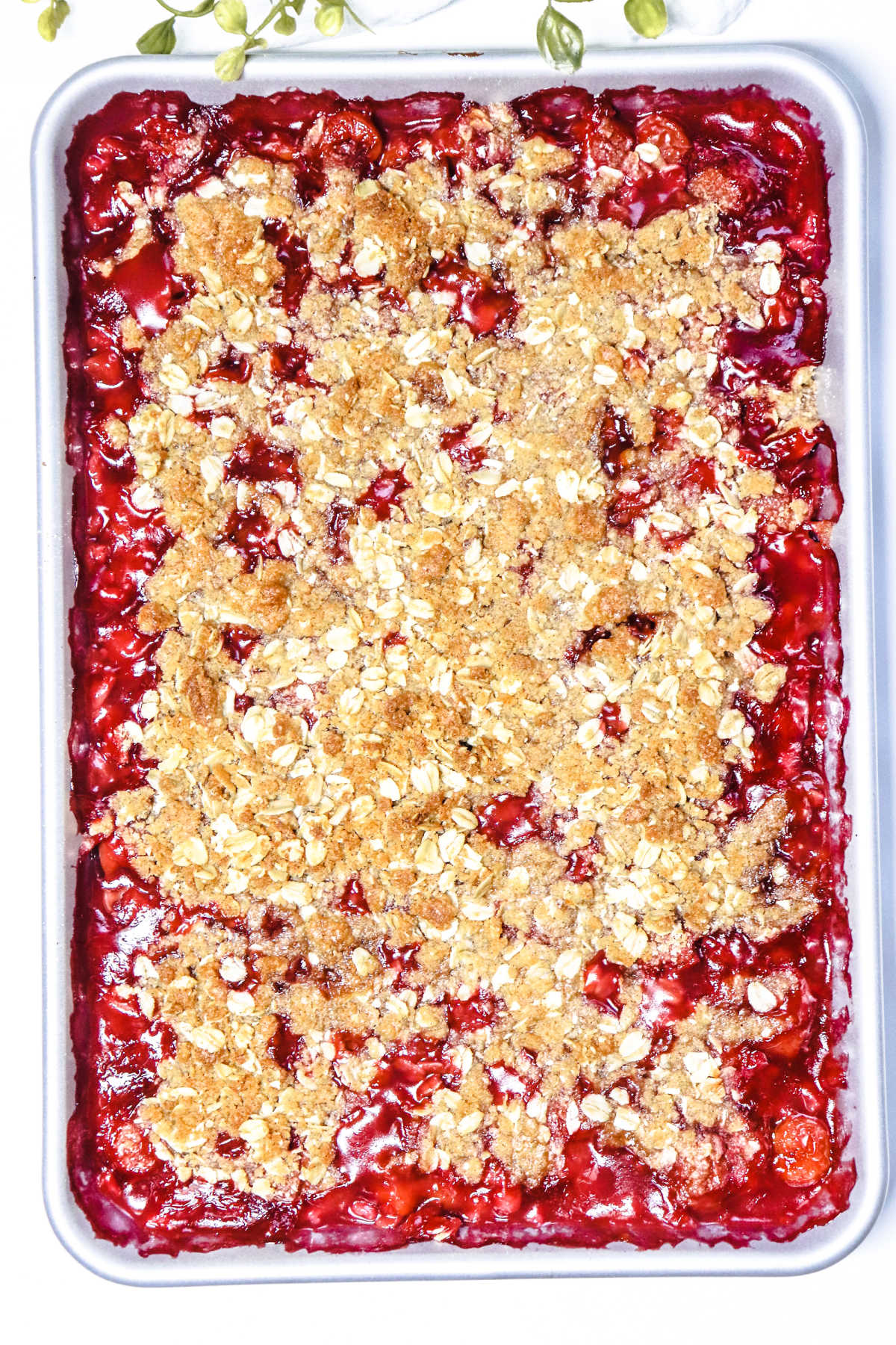 Hot out of the oven cherry crisp recipe