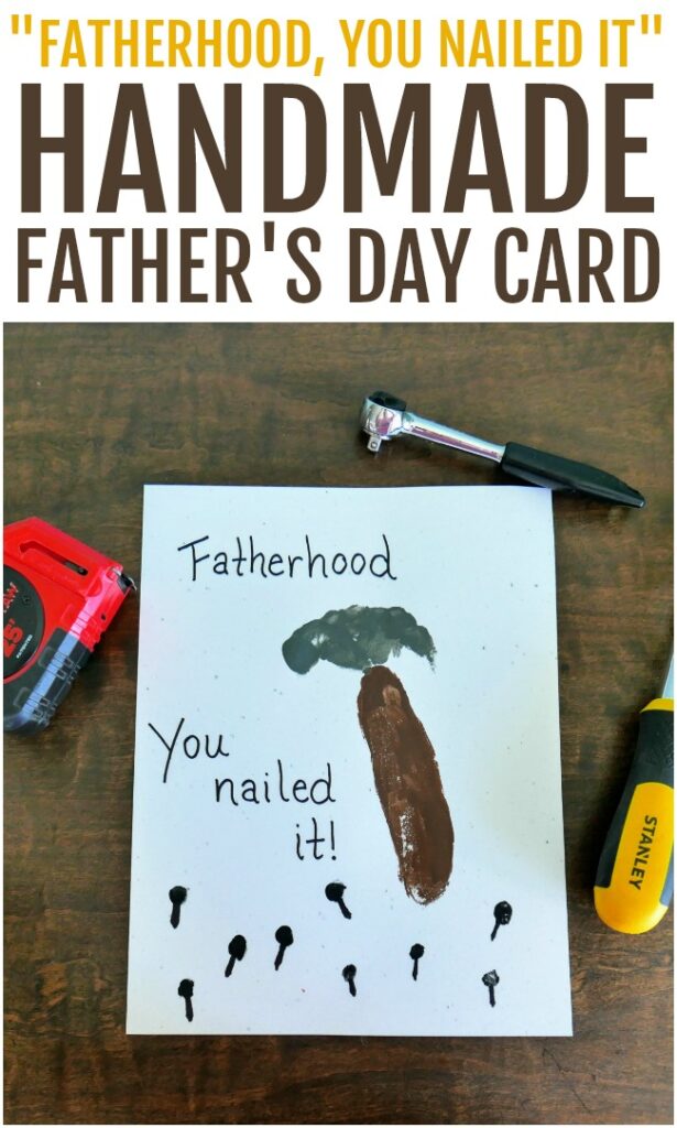 Completed Father's Day Card that looks like a hammer. 