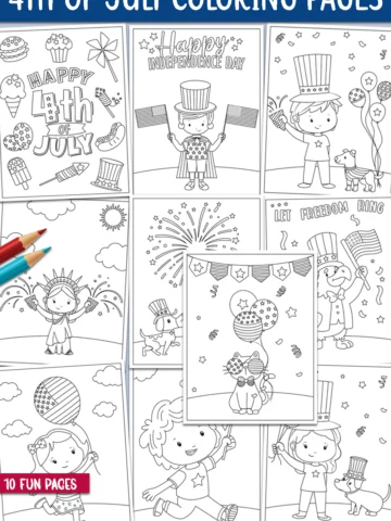 Collage of 4th of July Coloring Pages