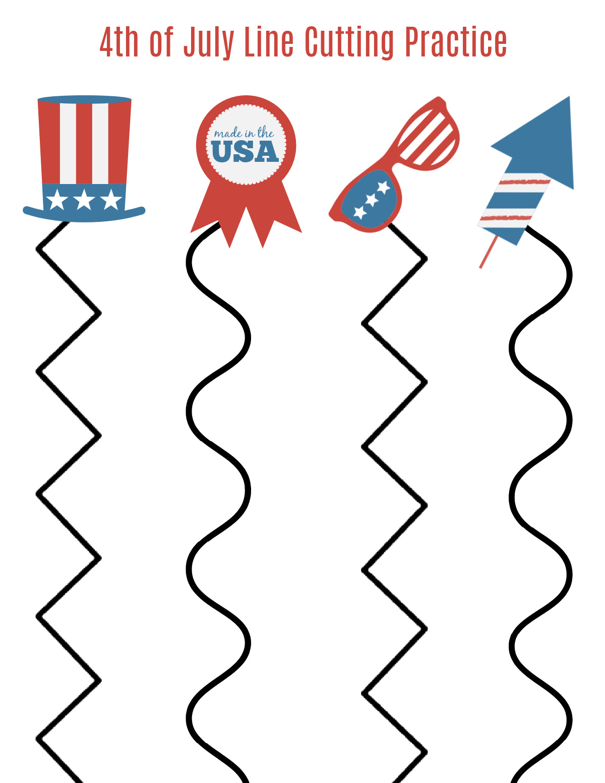 4th of July Line Cutting Practice Wavy | Today's Creative Ideas