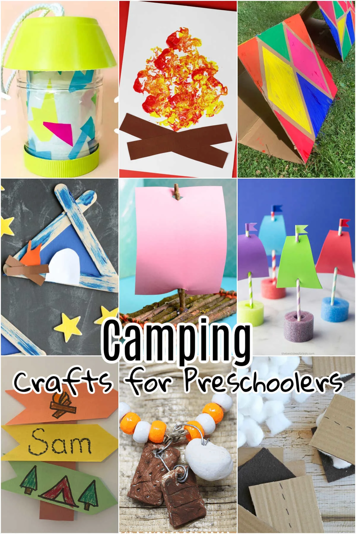 Collage of Camping Crafts for Preschool