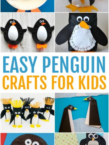Collage of Easy Penguin Crafts for Kids