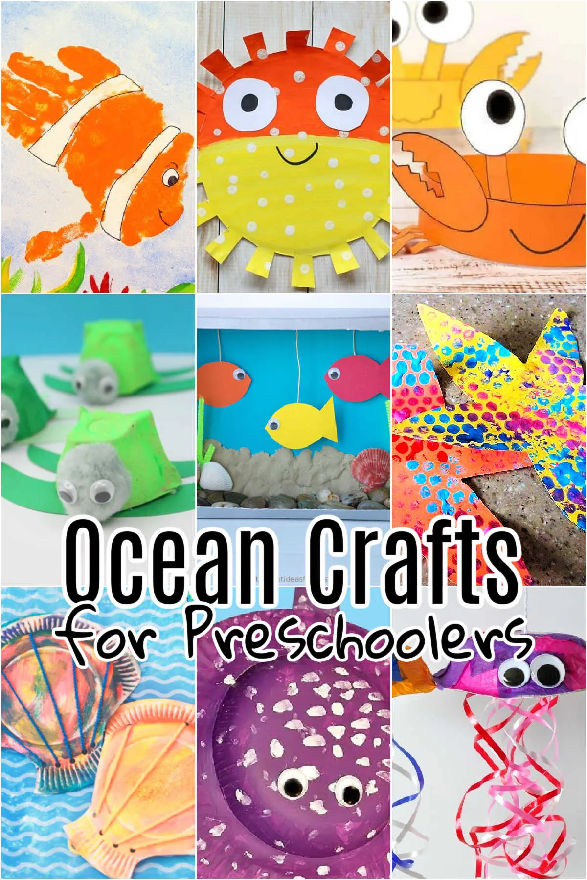 Collage of Ocean Crafts for Preschoolers