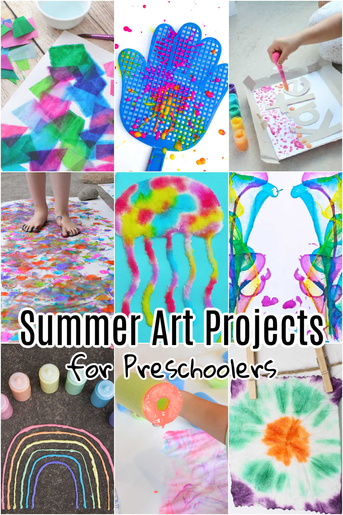 Collage of Summer Art Projects for Preschoolers