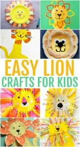 Collage of Easy Lion Crafts for Kids