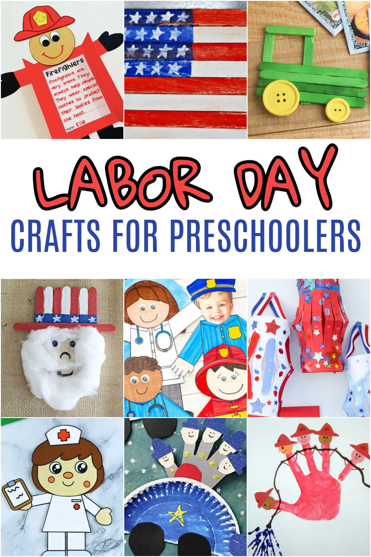 Collage of Labor Day Crafts for Preschoolers