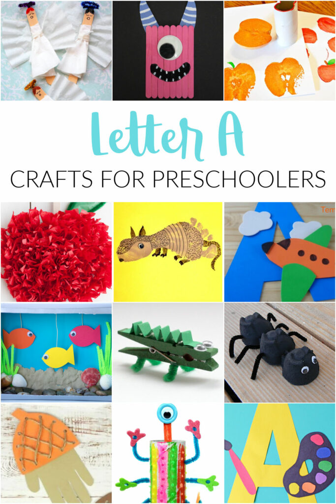 Collage of Letter A Crafts for Preschoolers