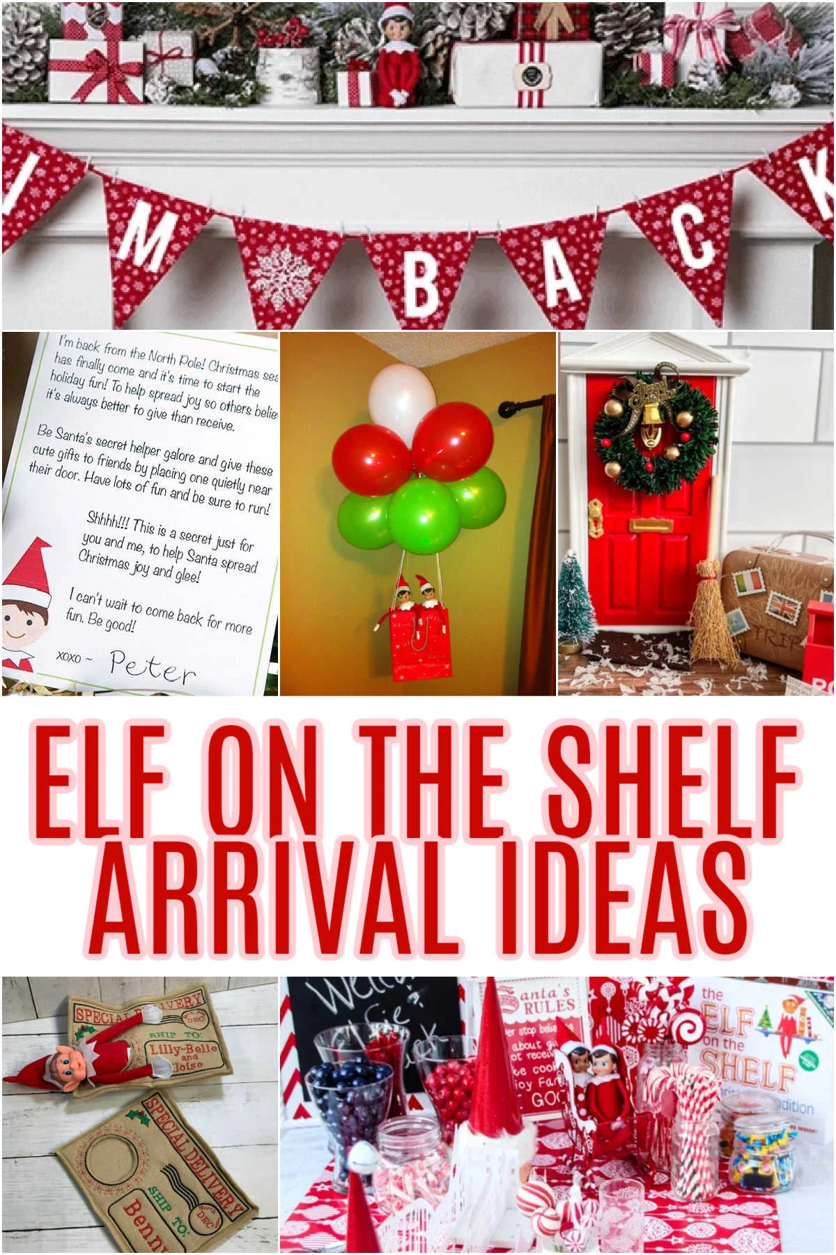 Collage of easy Elf on the Shelf Arrival ideas