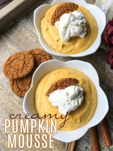 Pumpkin Mousse Recipe in a white flower shaped dish