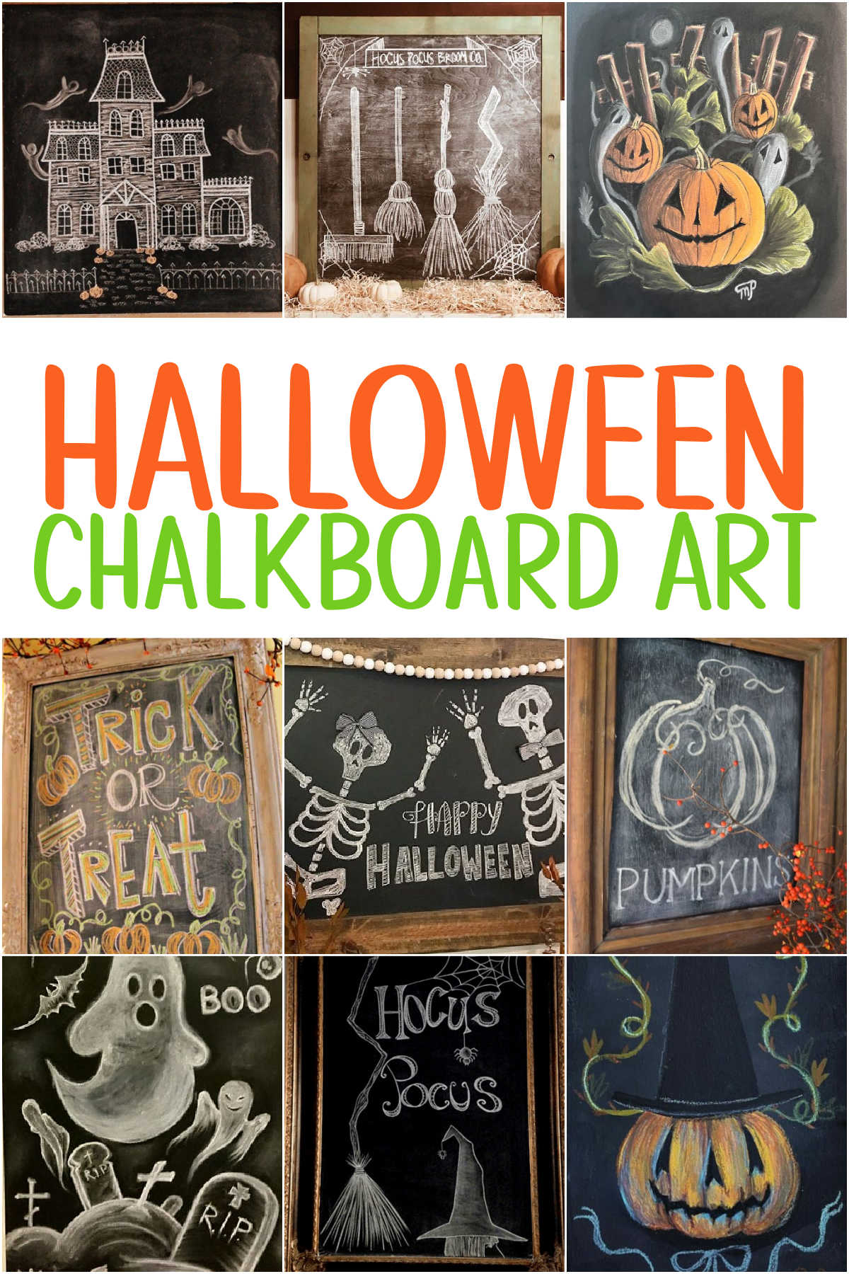 Collage of Halloween Chalkboard Art Ideas