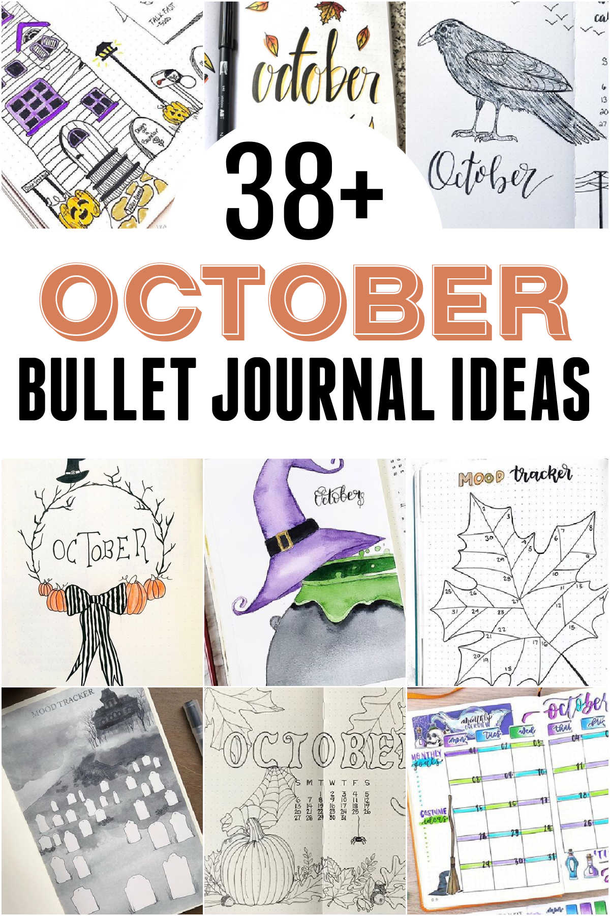 Collage of October Bullet Journal Ideas