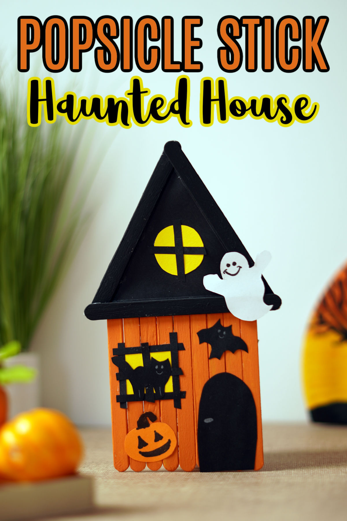 Finished results for a popsicle stick haunted house craft