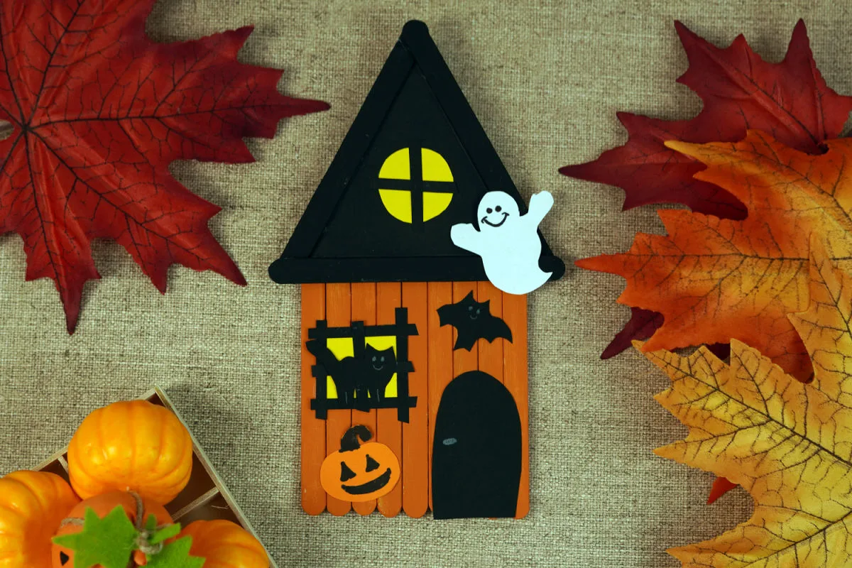 Finished Haunted House Popsicle Stick Craft