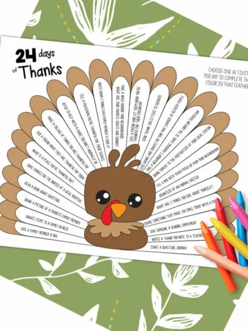 Hero image of the 24 days of thanks and giving printable