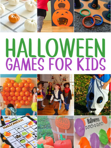 Collage of Halloween Party Games for Kids