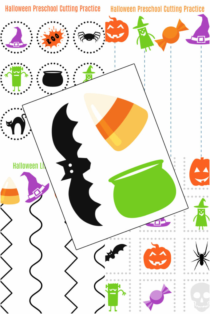 Halloween cutting practice scissor skills worksheets