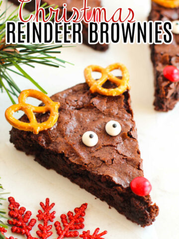 These fun and easy reindeer brownies make the perfect Christmas treat that will quickly become a holiday tradition for years to come.