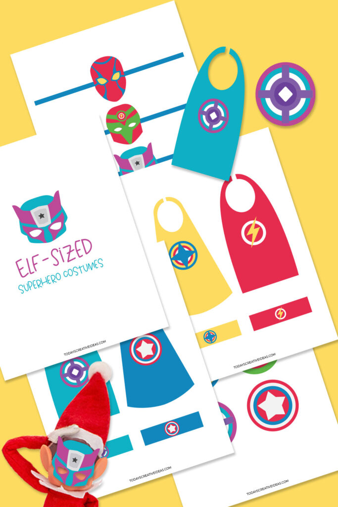 Collage of Elf Superhero Costumes for your Elf on the Shelf