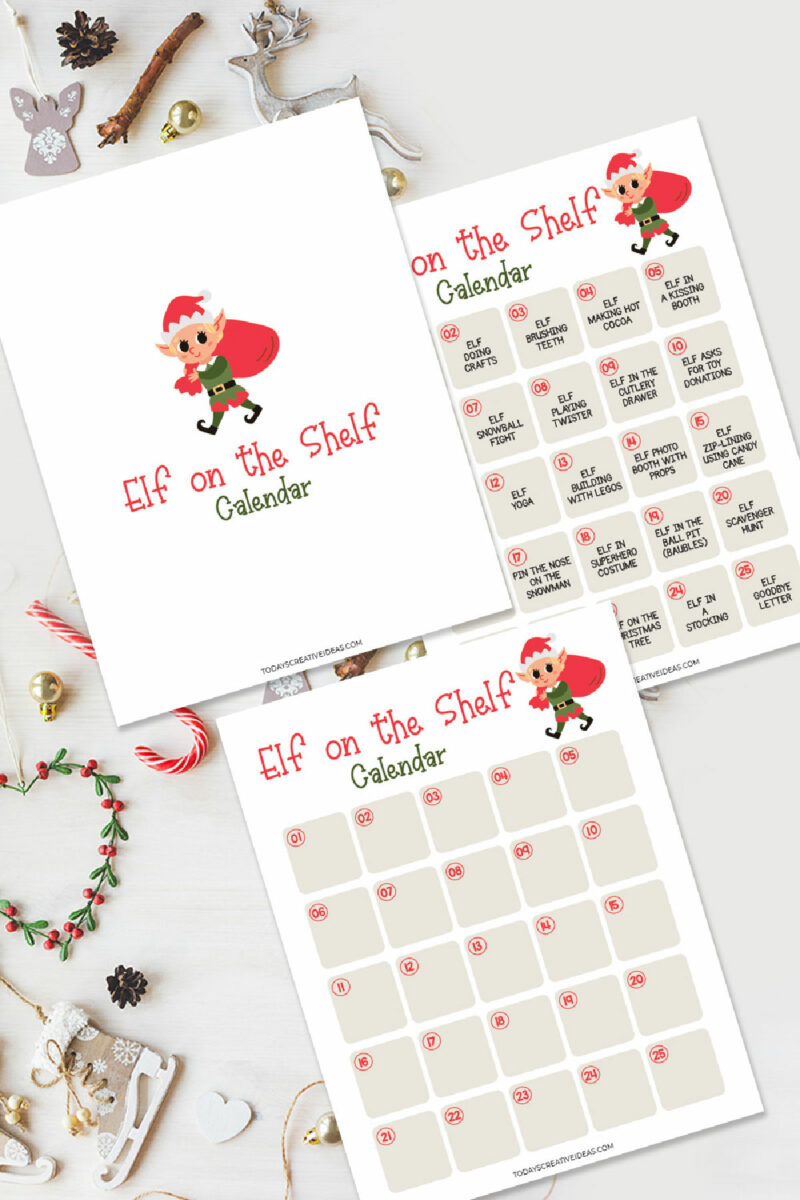 Elf on the Shelf Planning Calendar Today's Creative Ideas