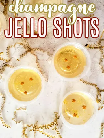 Champagne Jello Shots on a marble background