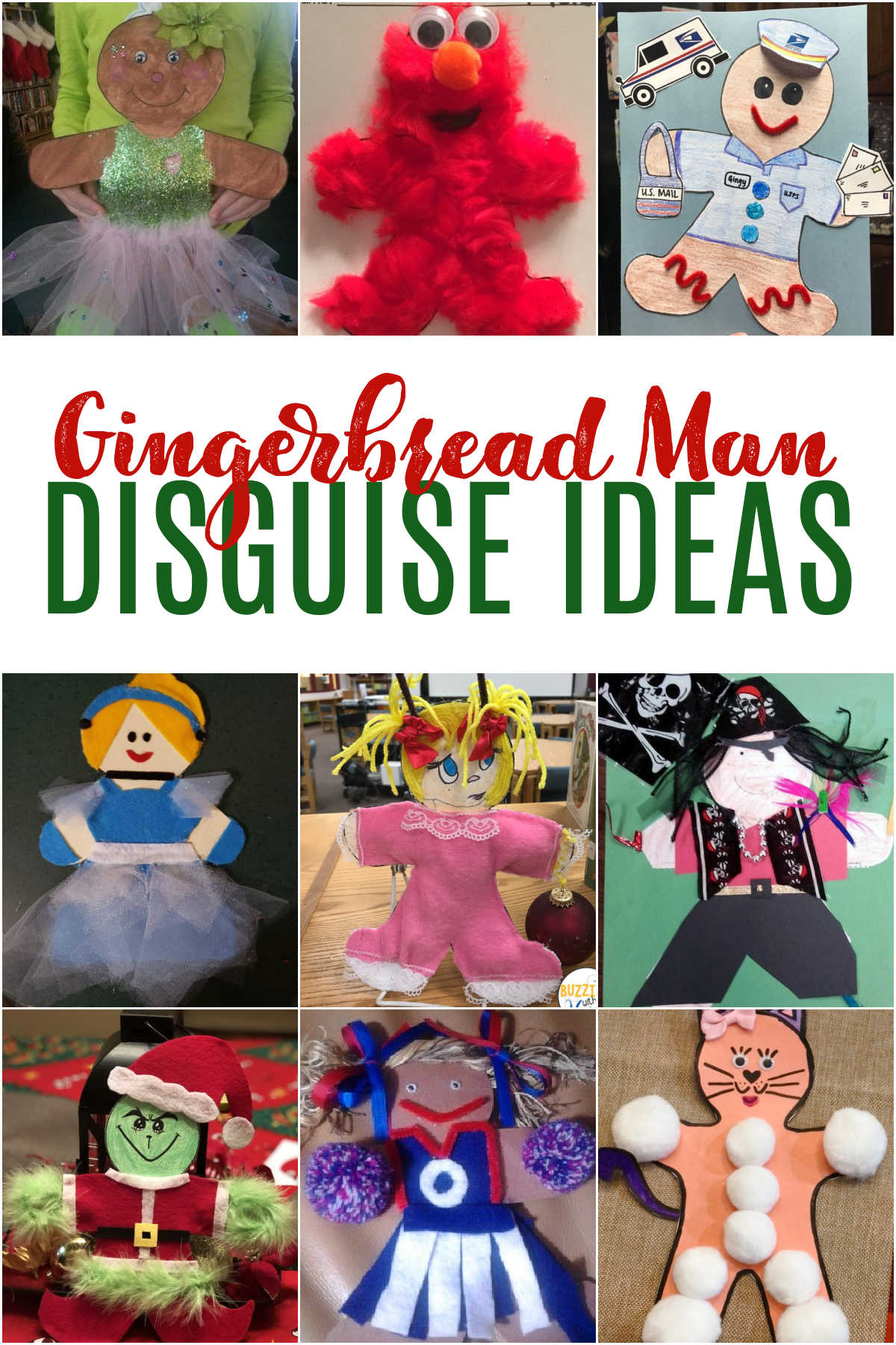 Collage of Gingerbread Man Disguise Ideas