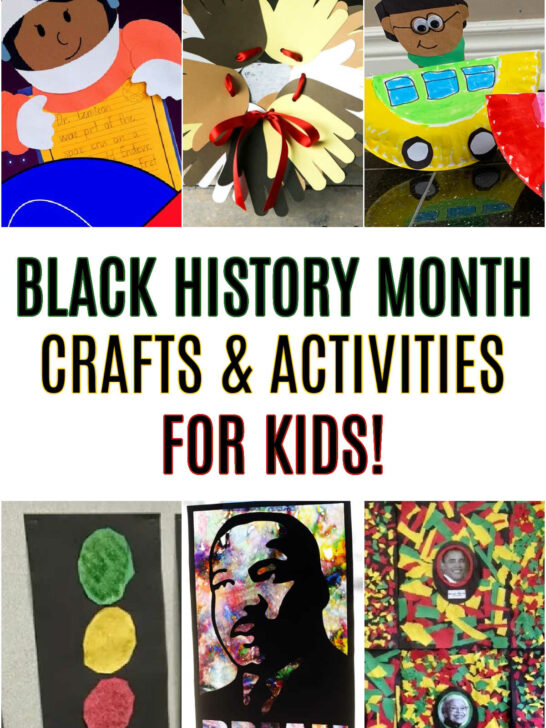 Collage of Black History Month Crafts and Activities