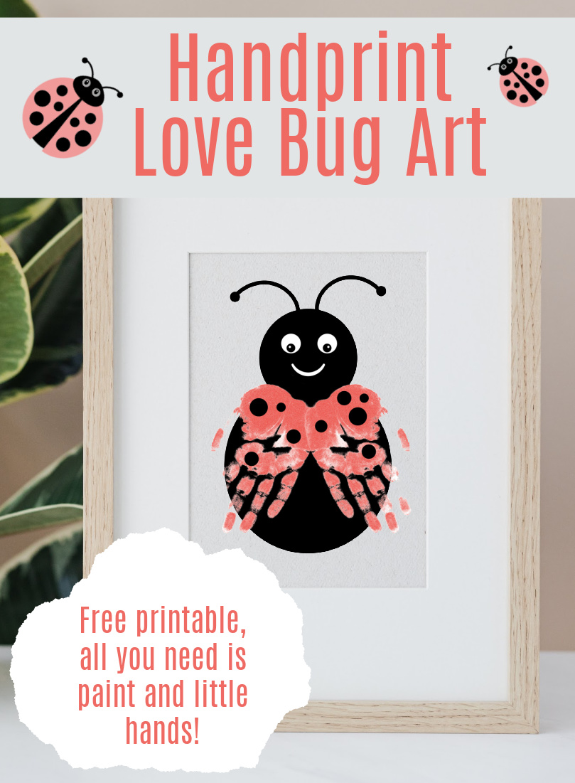 Cute Handprint Love Bug Art in a frame