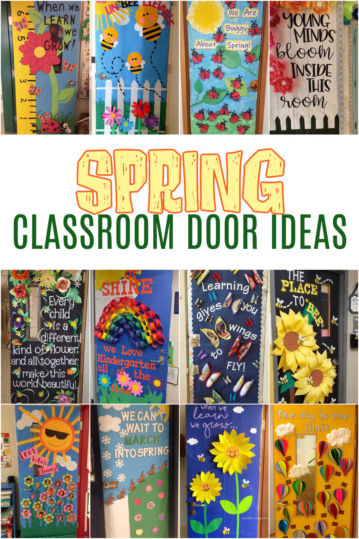 Collage of Classroom Door Ideas for Spring