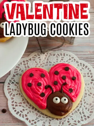 Ladybug Cookies on a white paper doily.