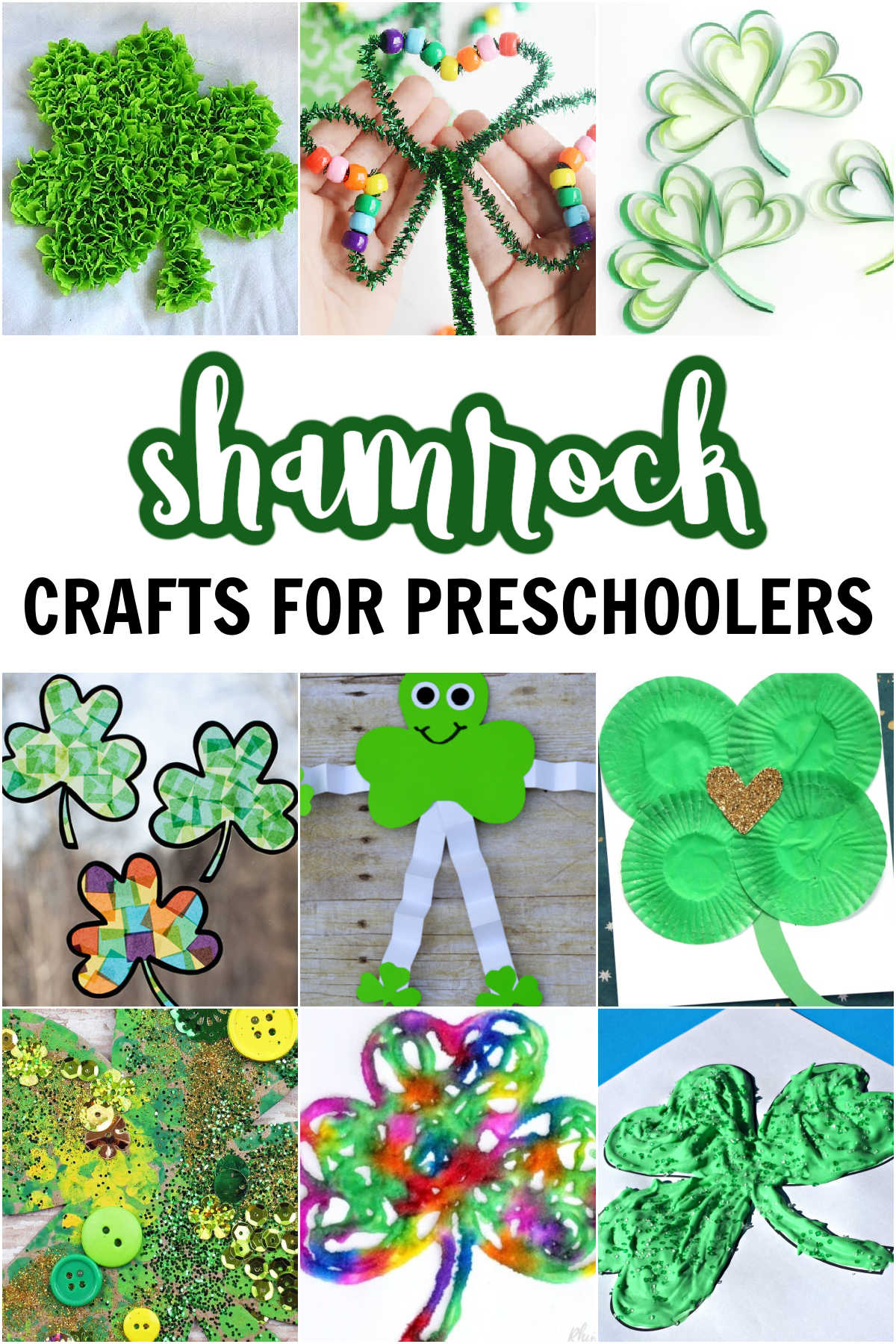 Collage of Shamrock Crafts for Preschoolers