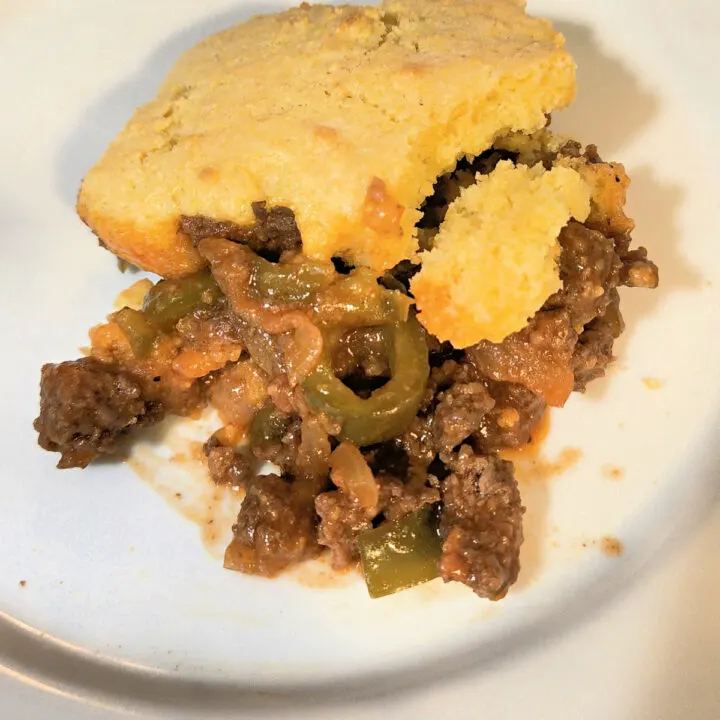 Sloppy Joe Casserole with Cornbread Topping