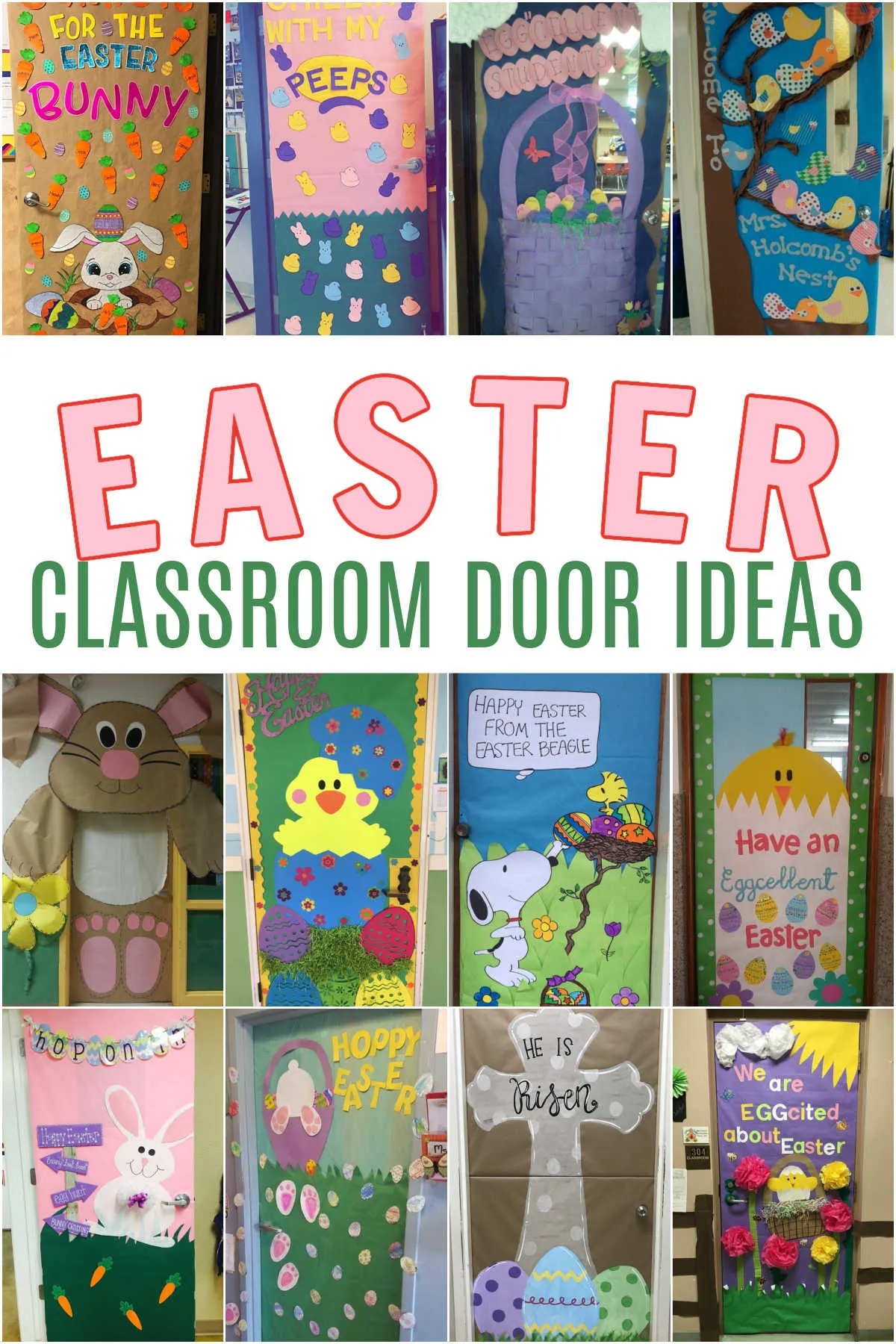 Collage of Easter Classroom Door Ideas