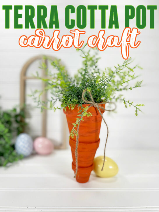Terra Cotta Pot Carrot Craft made with stacked clay pots