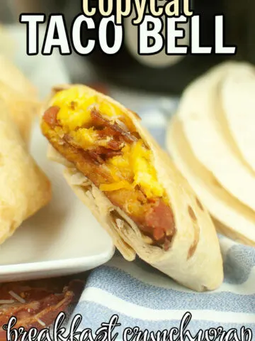 Cut open copycat Taco Bell Breakfast Crunchwrap