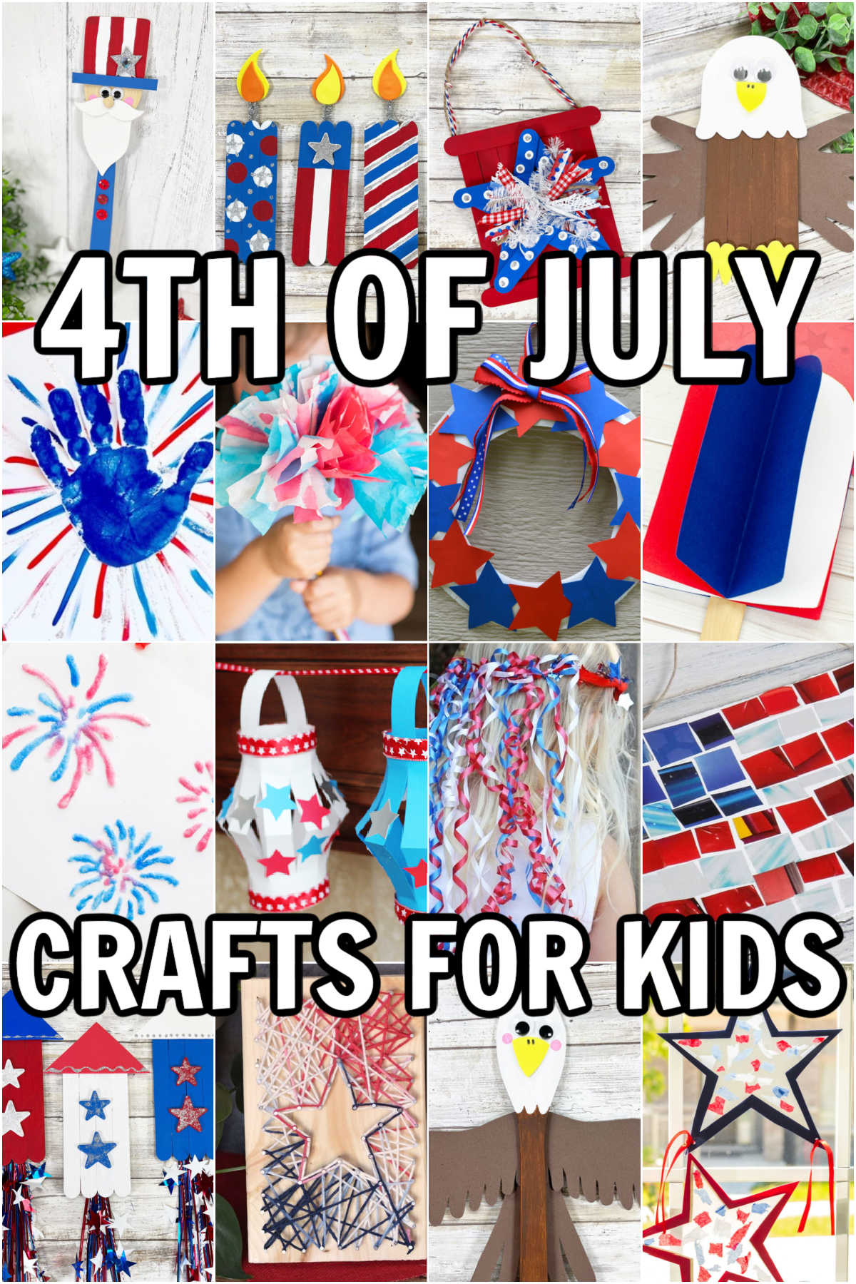 Collage of 4th of July Crafts for Kids to make