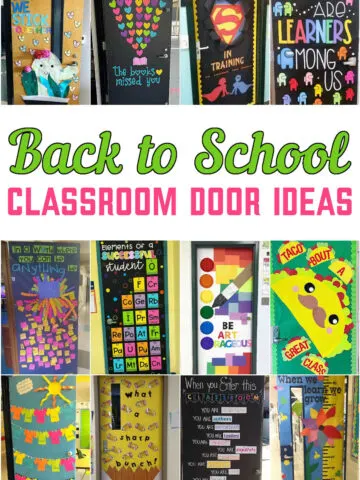 Collage of Back to School Classroom Door Ideas