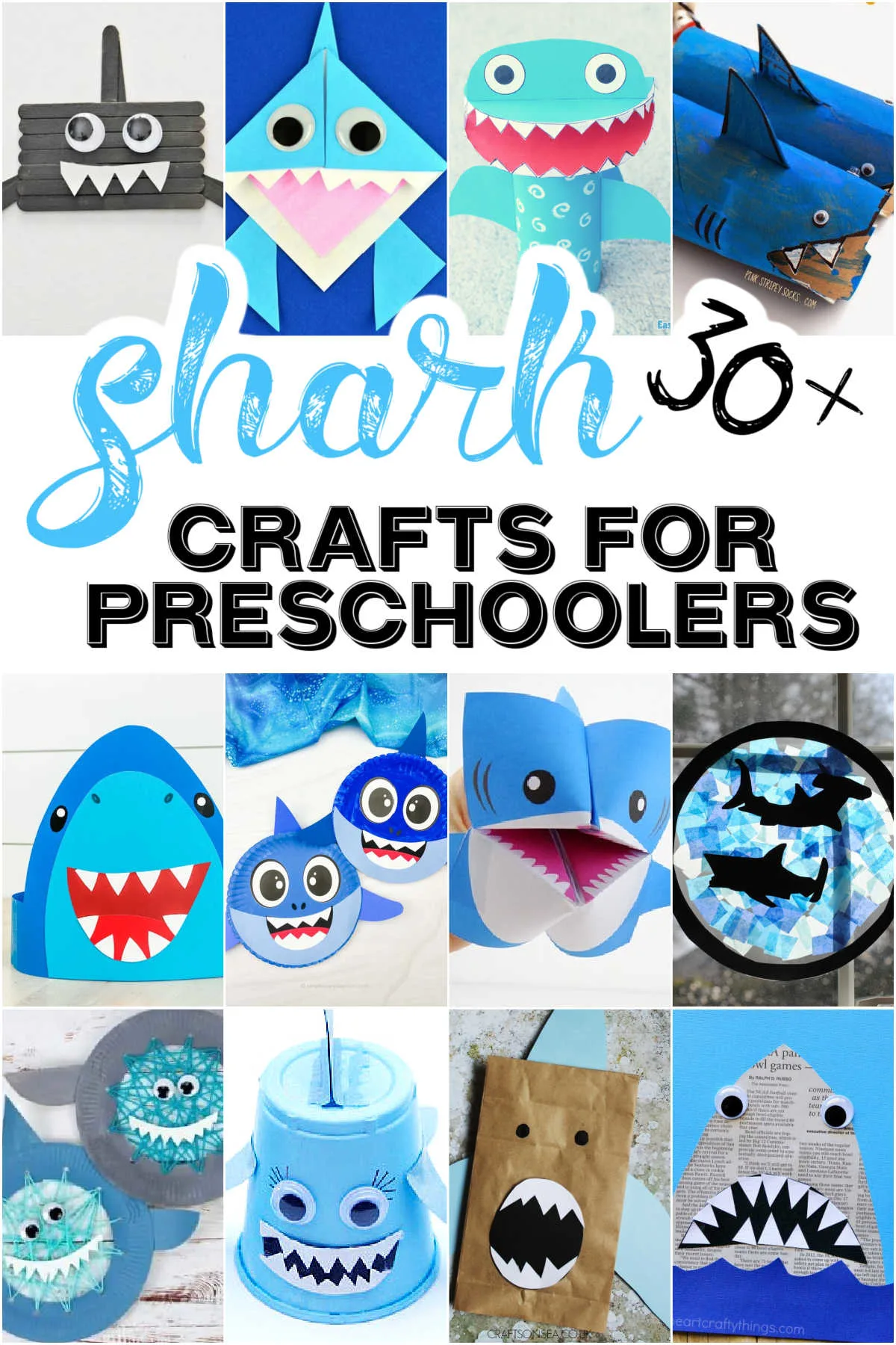 Collage of Shark Crafts for Preschoolers