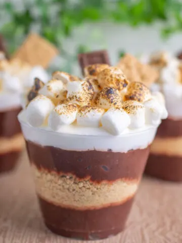 layered S'mores Parfaits in a cups