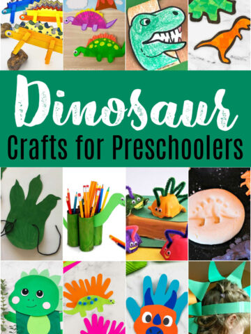 Collage of Dinosaur Crafts for Preschoolers