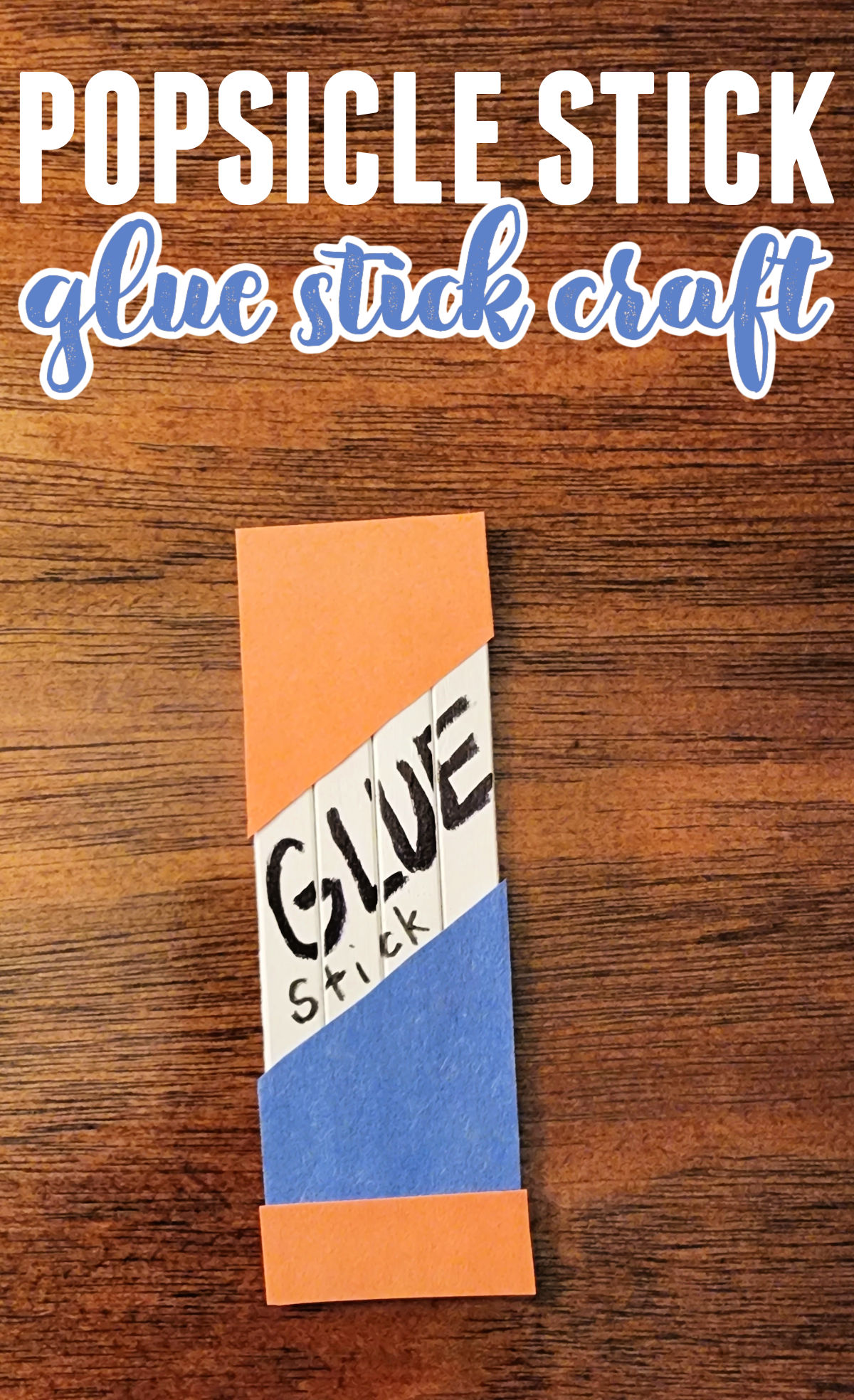 Back to school craft | Popsicle Stick glue stick craft made out of white popsicle sticks and construction paper.