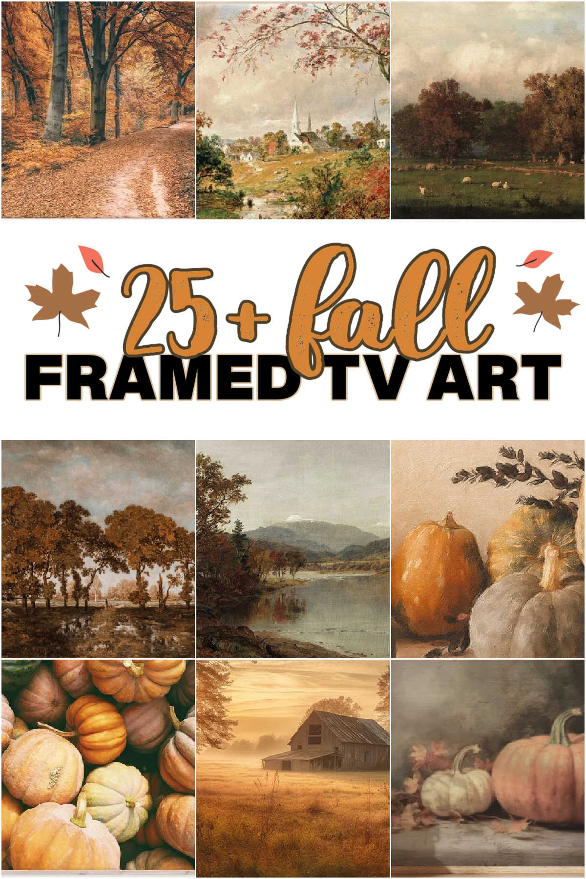 Collage of Fall Framed TV Art