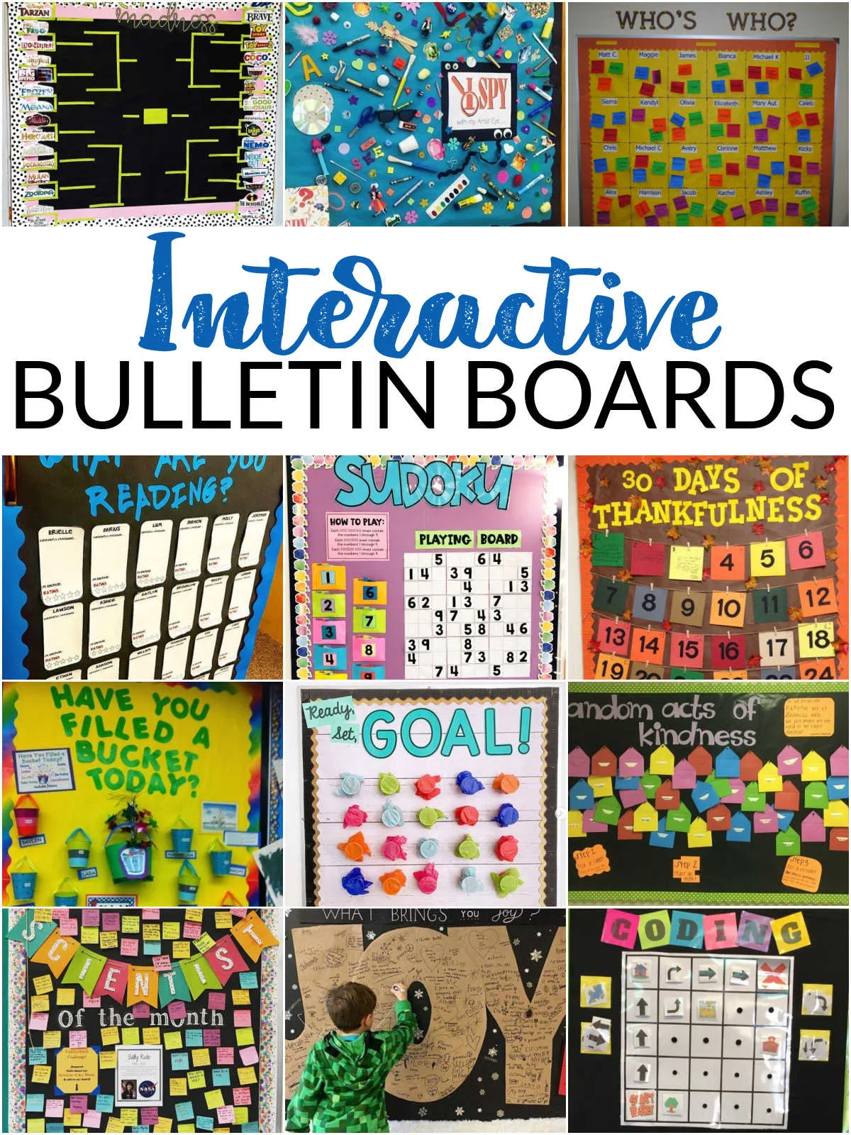 Collage of interactive bulletin boards