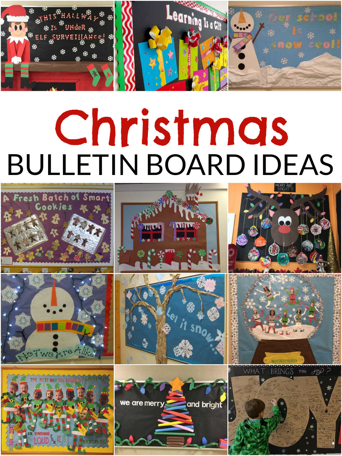 collage of Christmas bulletin board ideas
