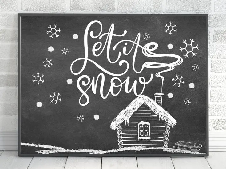 Let It Snow Christmas Chalkboard Art .webp