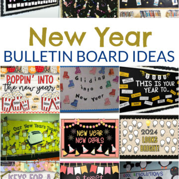 Collage of New Year Bulletin Board Ideas