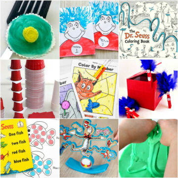 Collage of Dr Seuss Preschool Activities