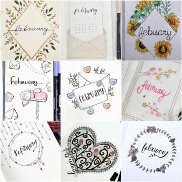 Collage of February Bullet Journal Ideas